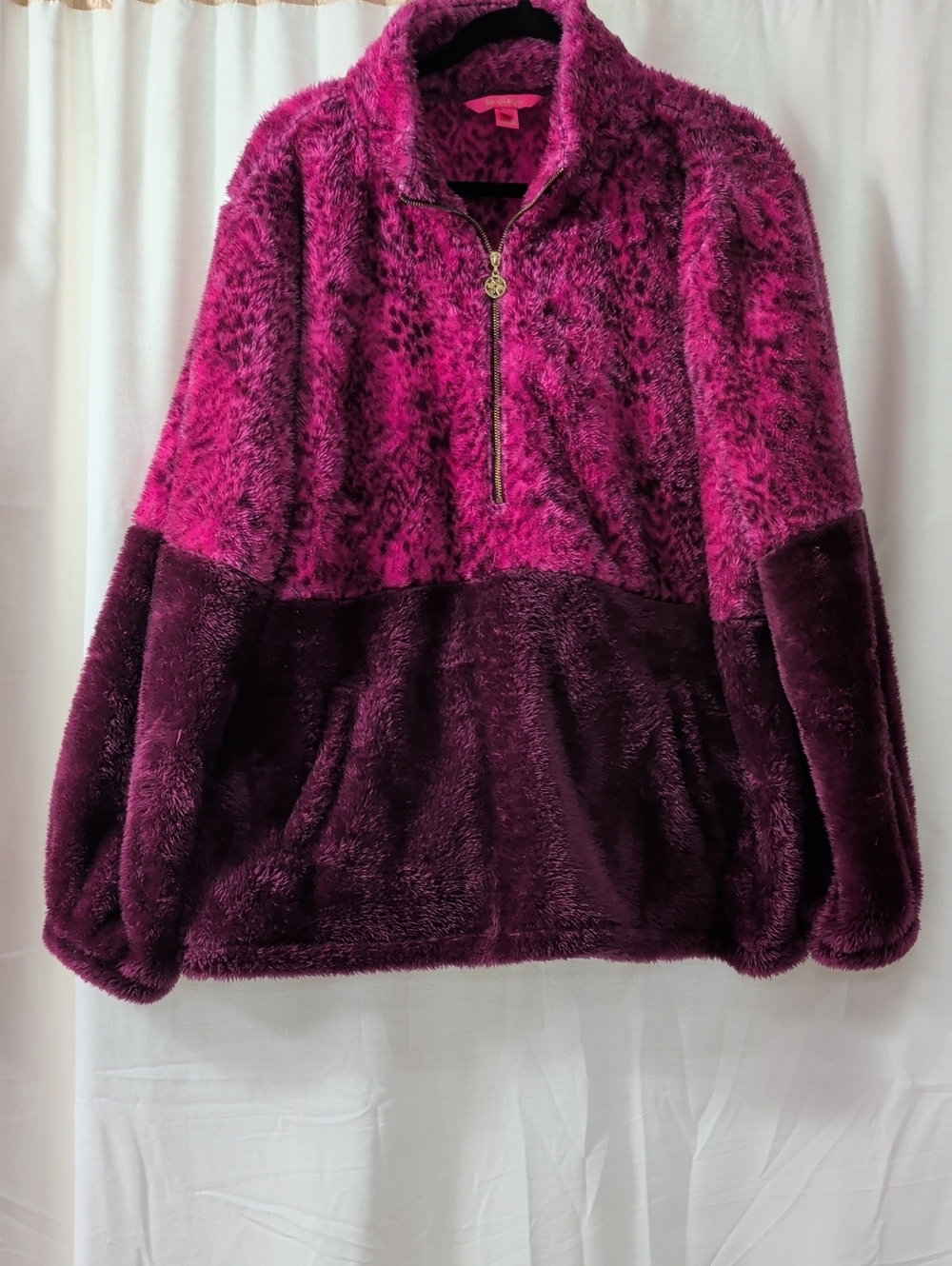 LILLY PULITZER Sherpa Keala Amarena Cherry Half Zip Pullover XXL
